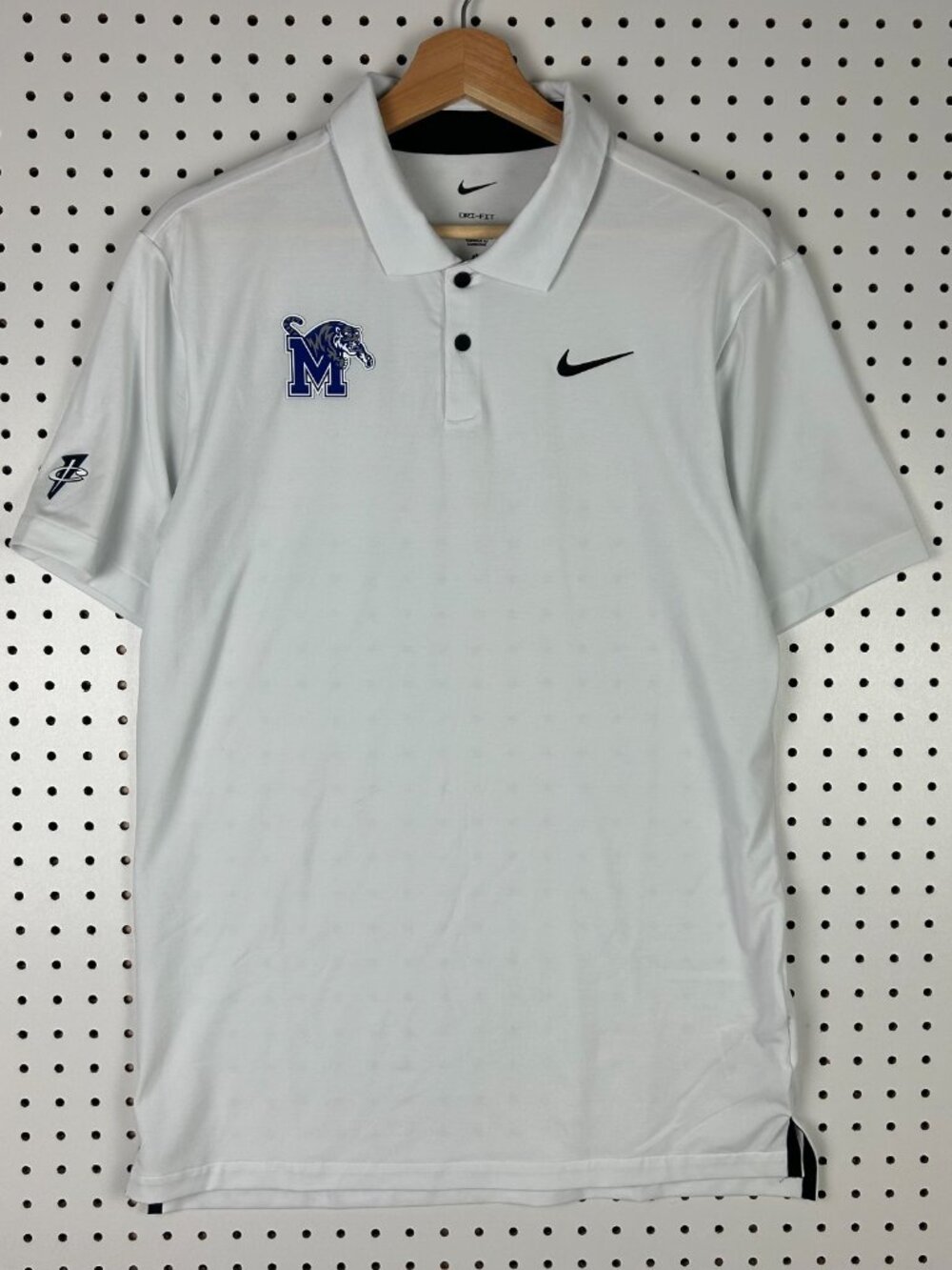 Nike 1 Cent Memphis Tigers Basketball Polo Small White PE Rare Penny Hardaway